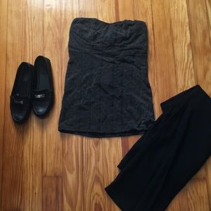 Free people BNWT strapless charcoal gray top Med